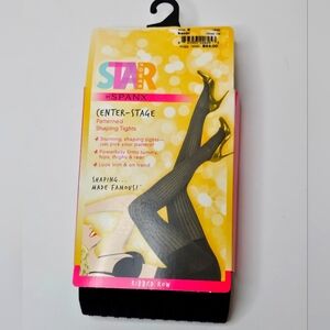 SPANX STAR POWER RIBBED ROW SHAPING TIGHTS Size E  Plus Size Black NEW